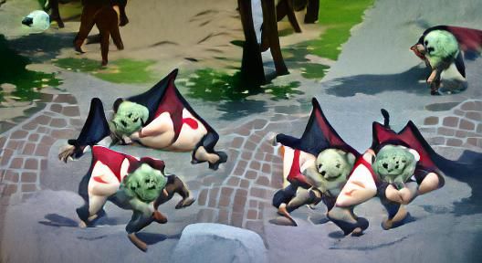 Humorous Vampire Goblins with Potbellies