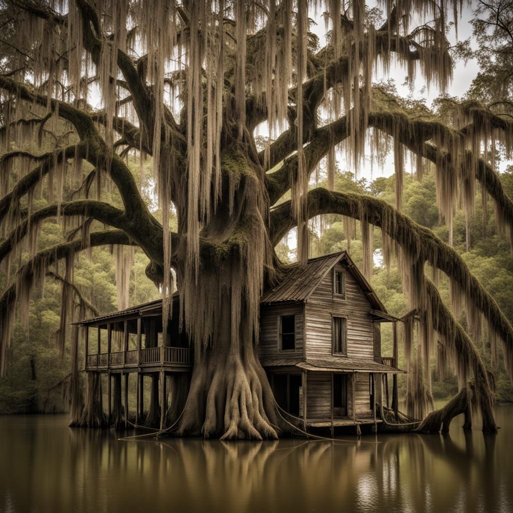 Surreal Cypress Tree Lifts Abandoned House