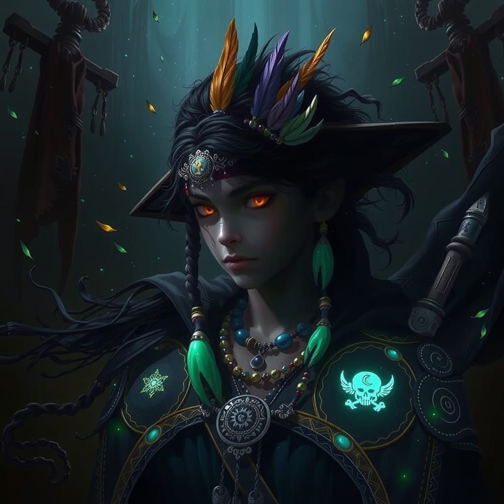 Pirate Cultivator with Vibrant Braids and Mystical Aura