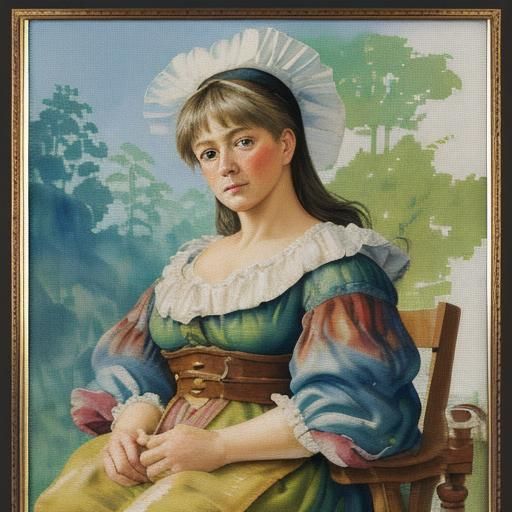 Cross Stitch in Gouache Style Impasto Masterpiece