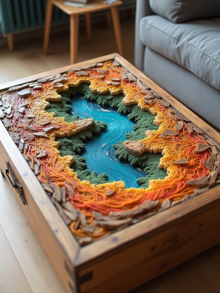 Our Coffee Table - Embroidery on Lasercut Wood