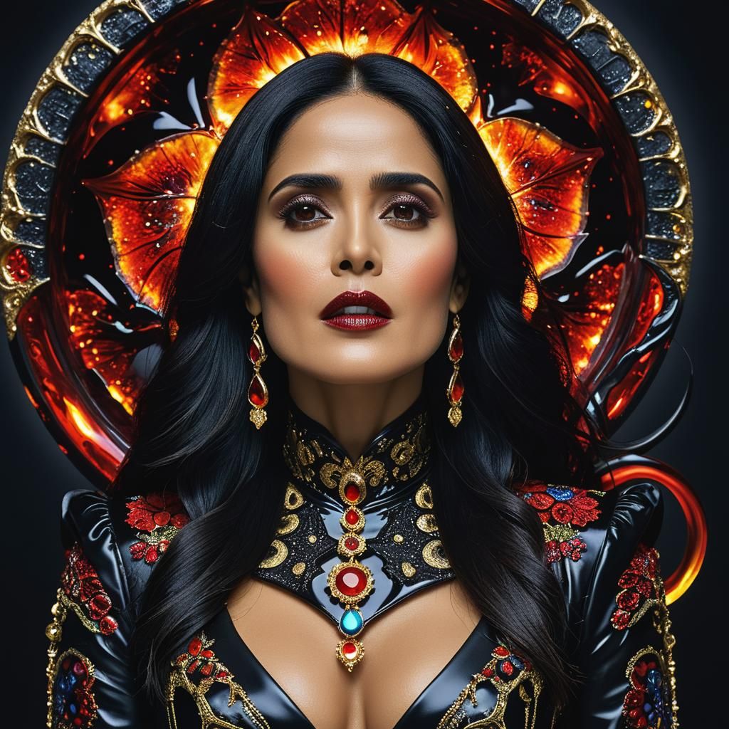 Salma Hayek as Lady Vampire in Surreal Style