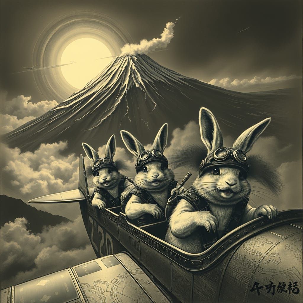Kamikaze Rabbits Fly to Mount Fuji