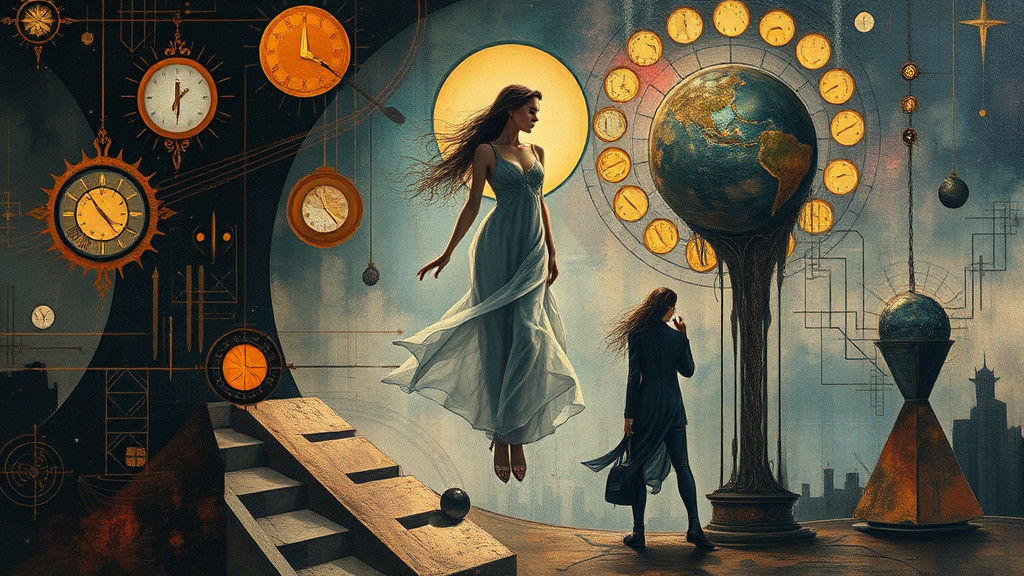 Enigmatic Woman in Dystopian Dreamscape as Impasto Art