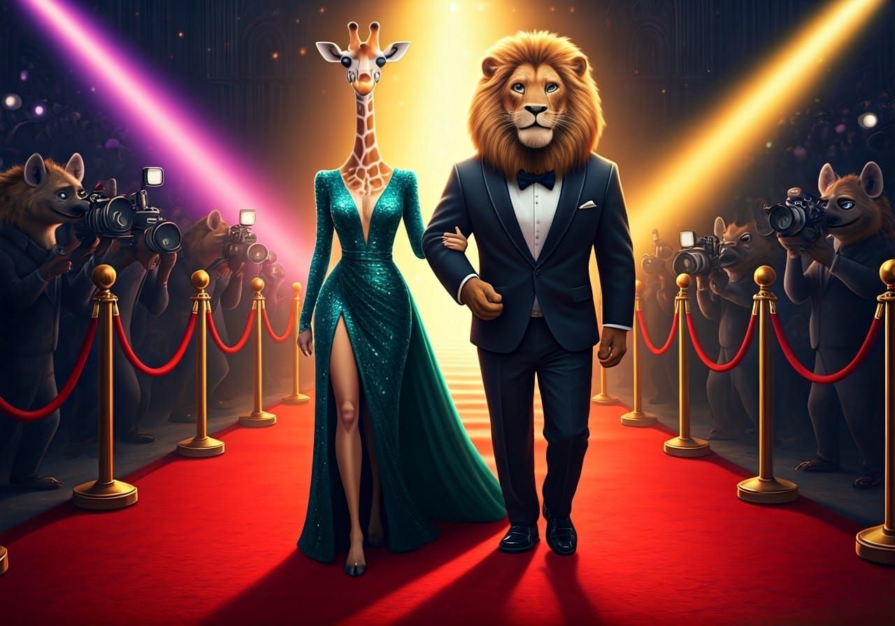 Glamorous Giraffe and Lion Duo Steal the Red Carpet in Disne...