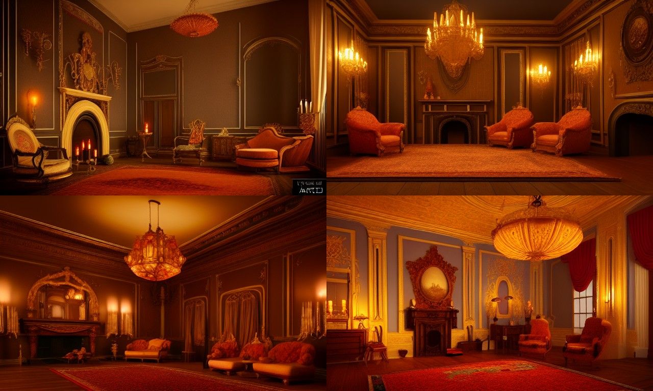 Art Nouveau Room with Volumetric Lights