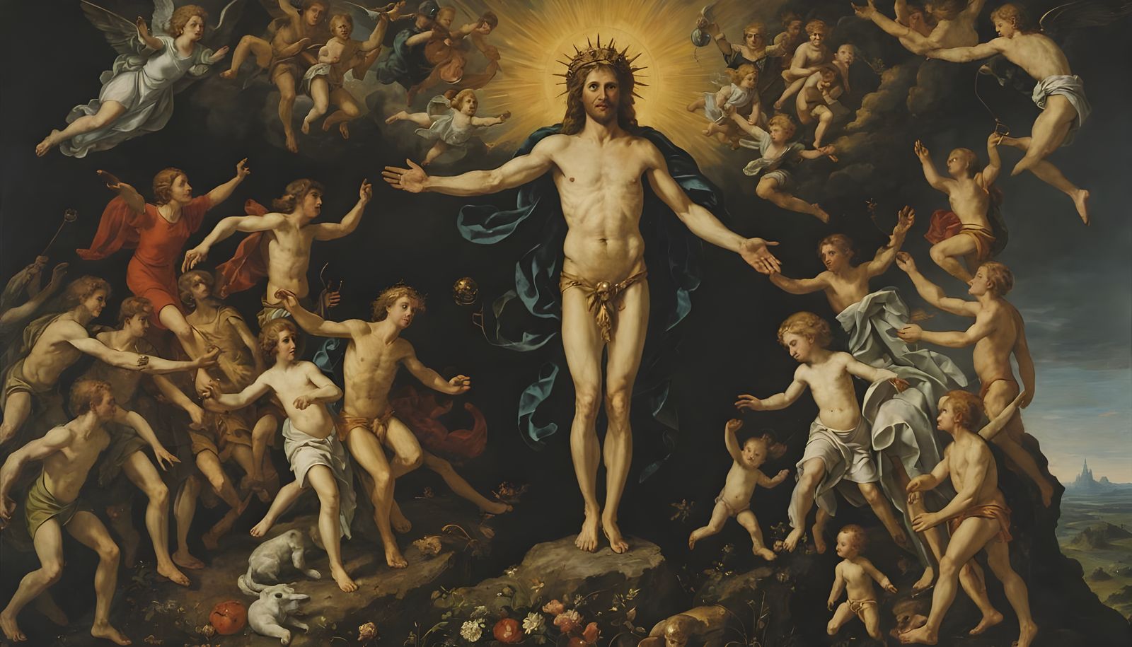 Allegorical Painting of Human Life in Oil on Board