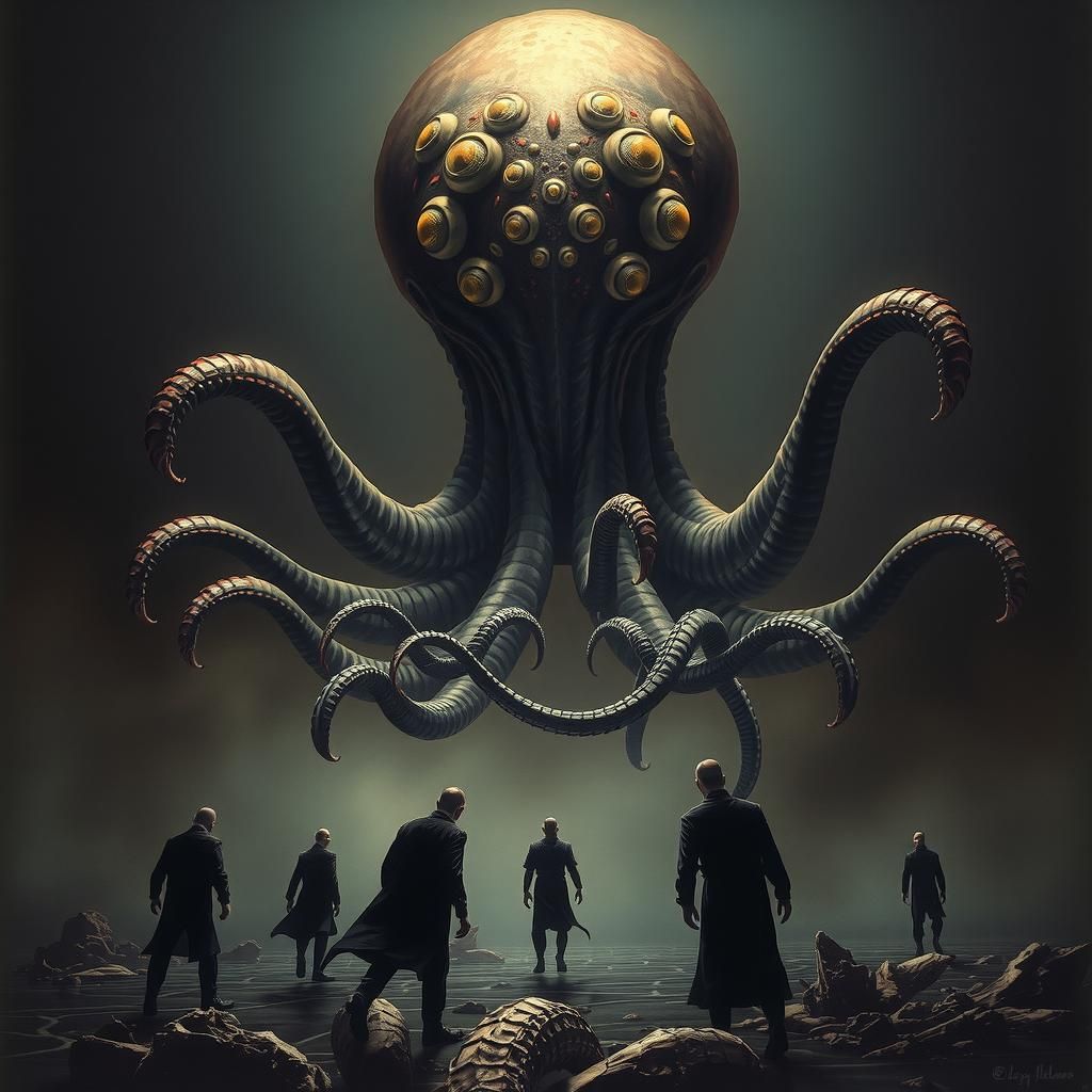 Colossal Tentacled Creature Emerges from Shadows