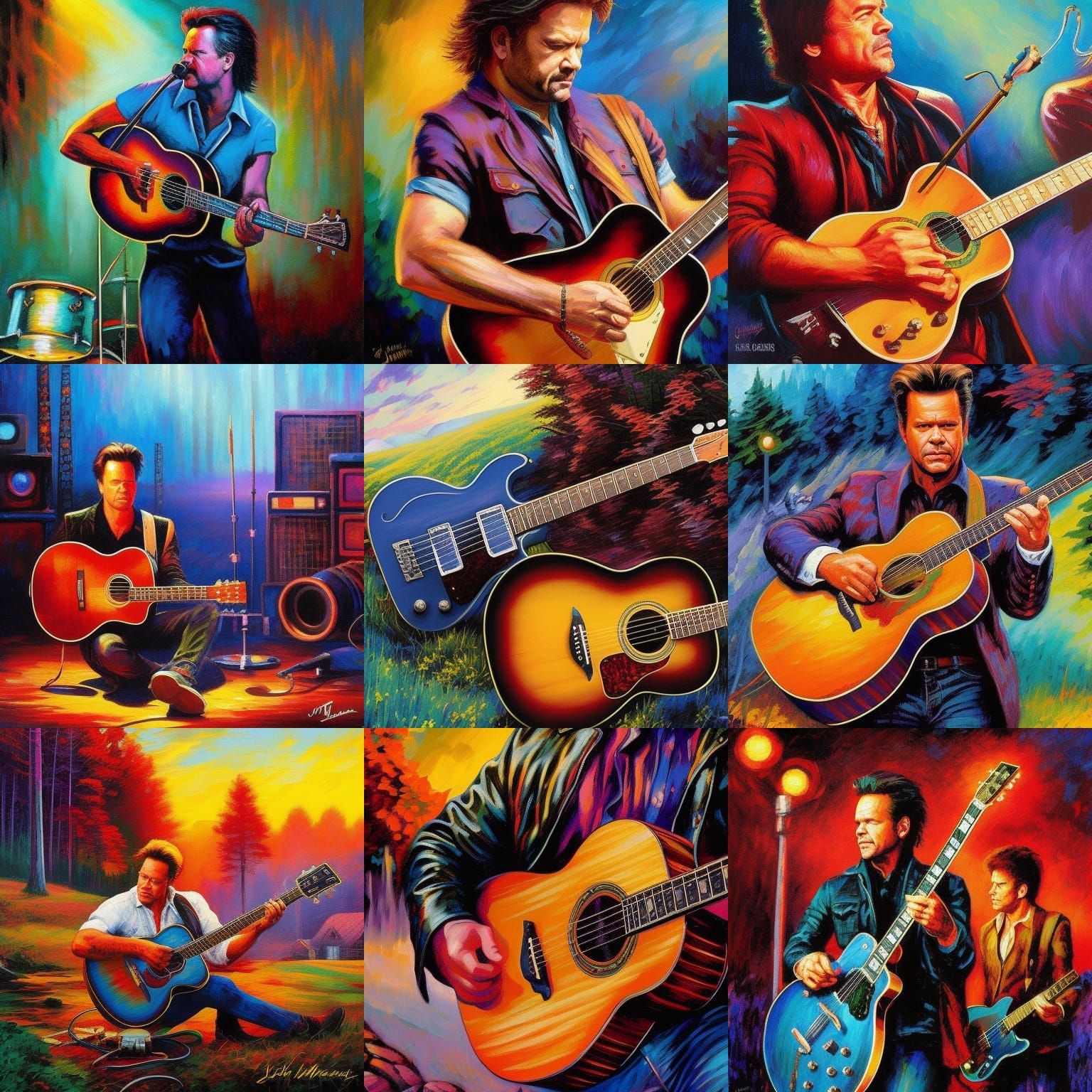 Guitar Player in Comic Book Art Style