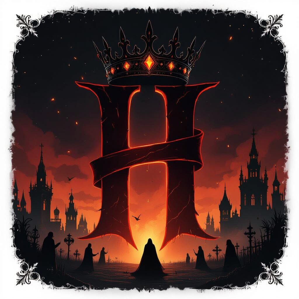 Elegant Gothic Horror Scene with Crimson H