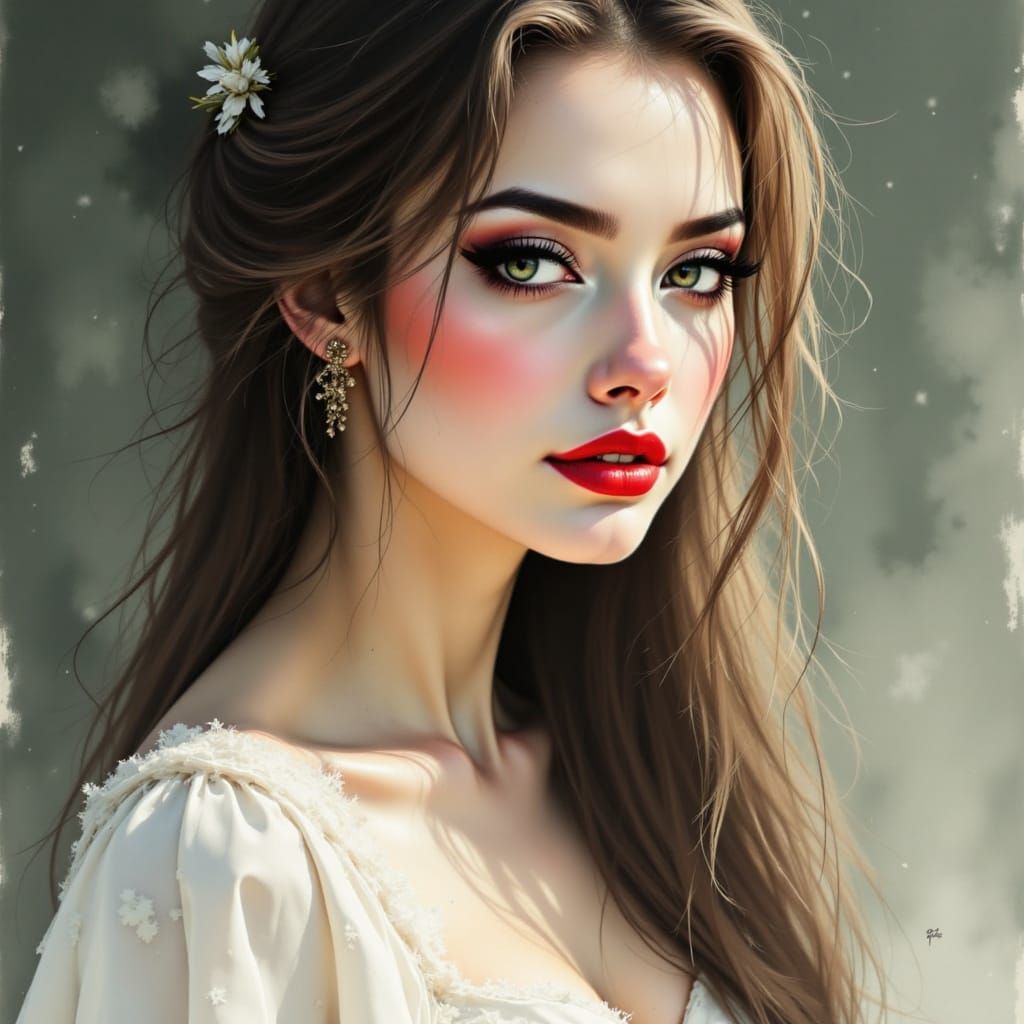 Elegant Irish Goddess Portrait in Divine Oil Style