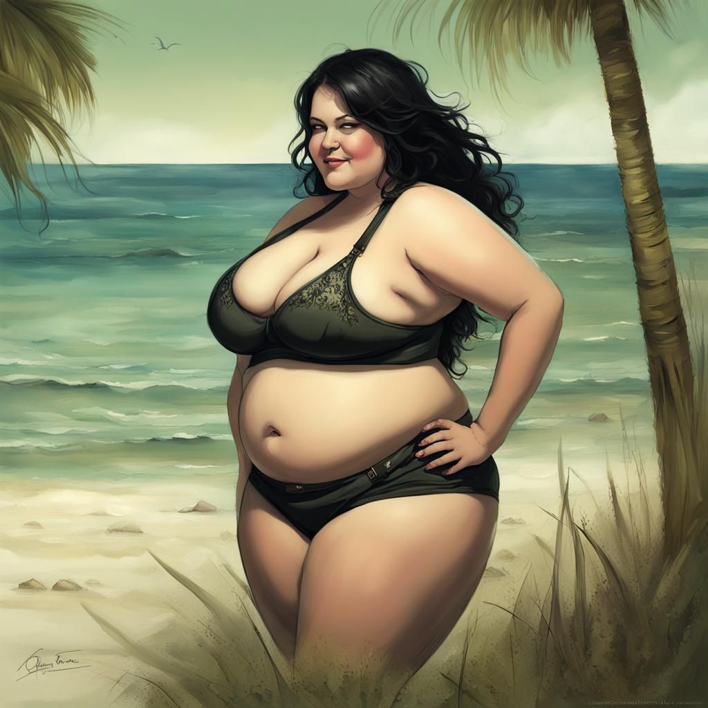 Smiling Woman with Voluptuous Figure as Fantasy Art