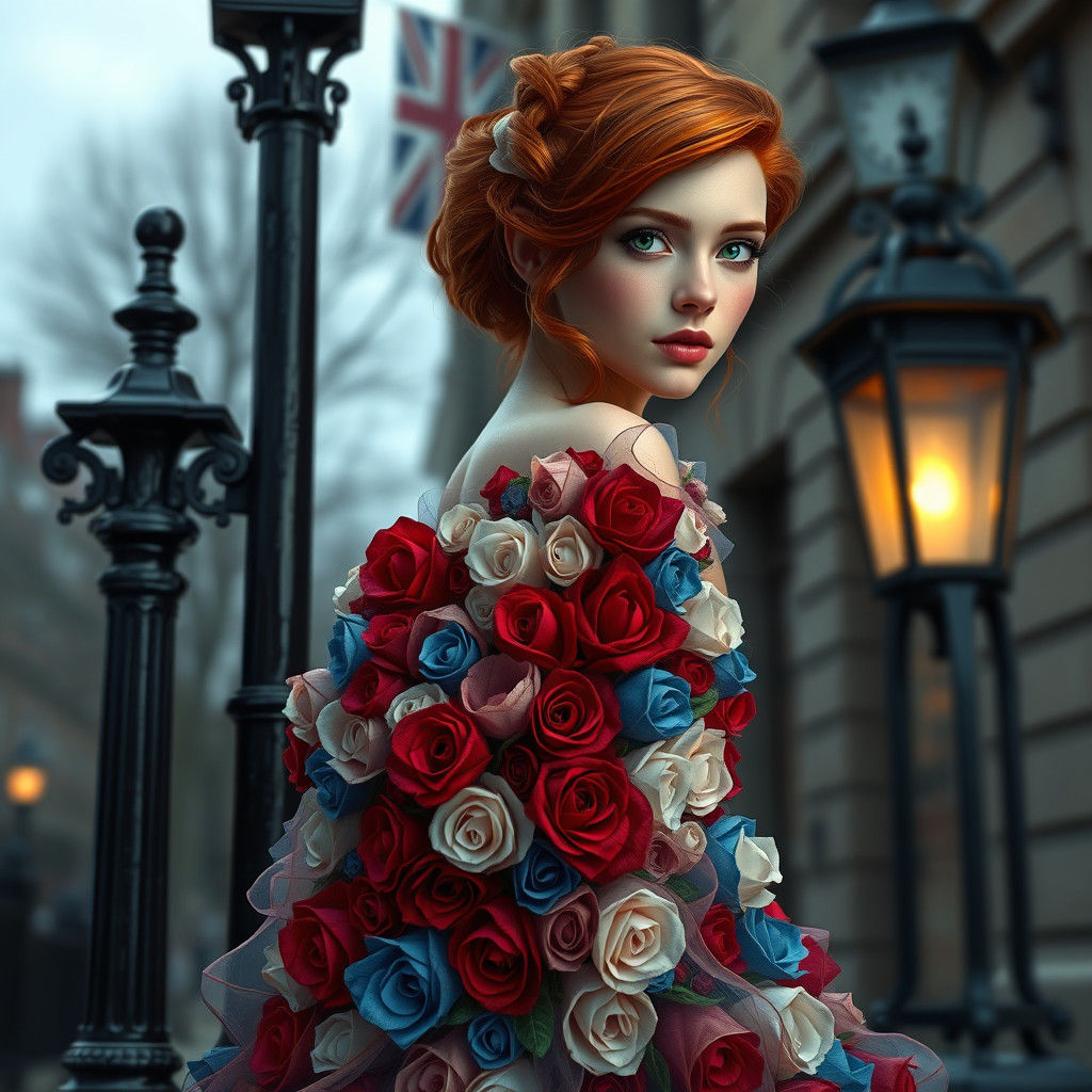Rose Dress and London Streetlamp: Matte Painting