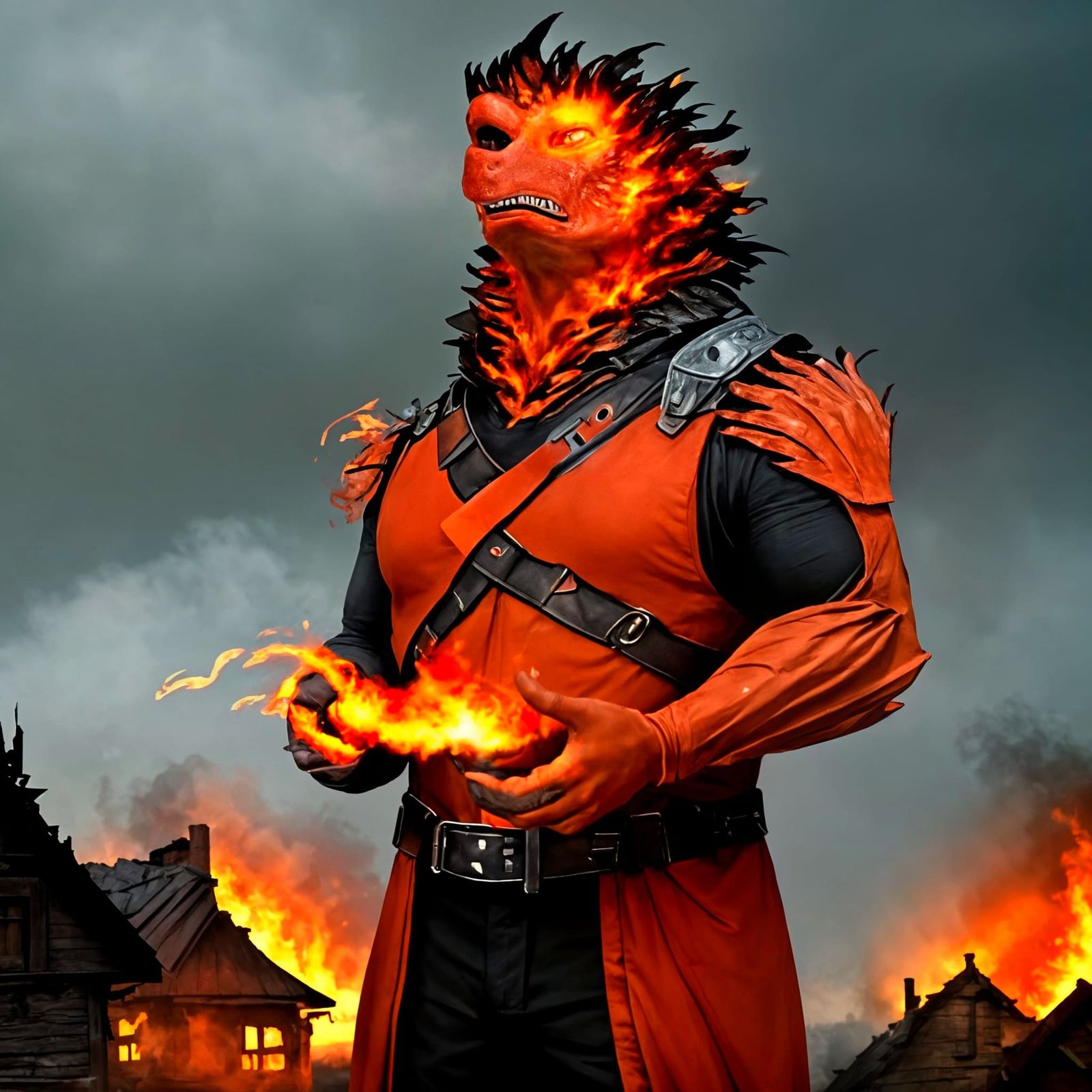 Surreal Cinematic Masterpiece of a Fiery House