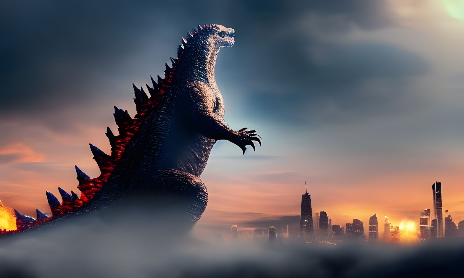 Godzilla Cat Destroys Dystopian City in 8K