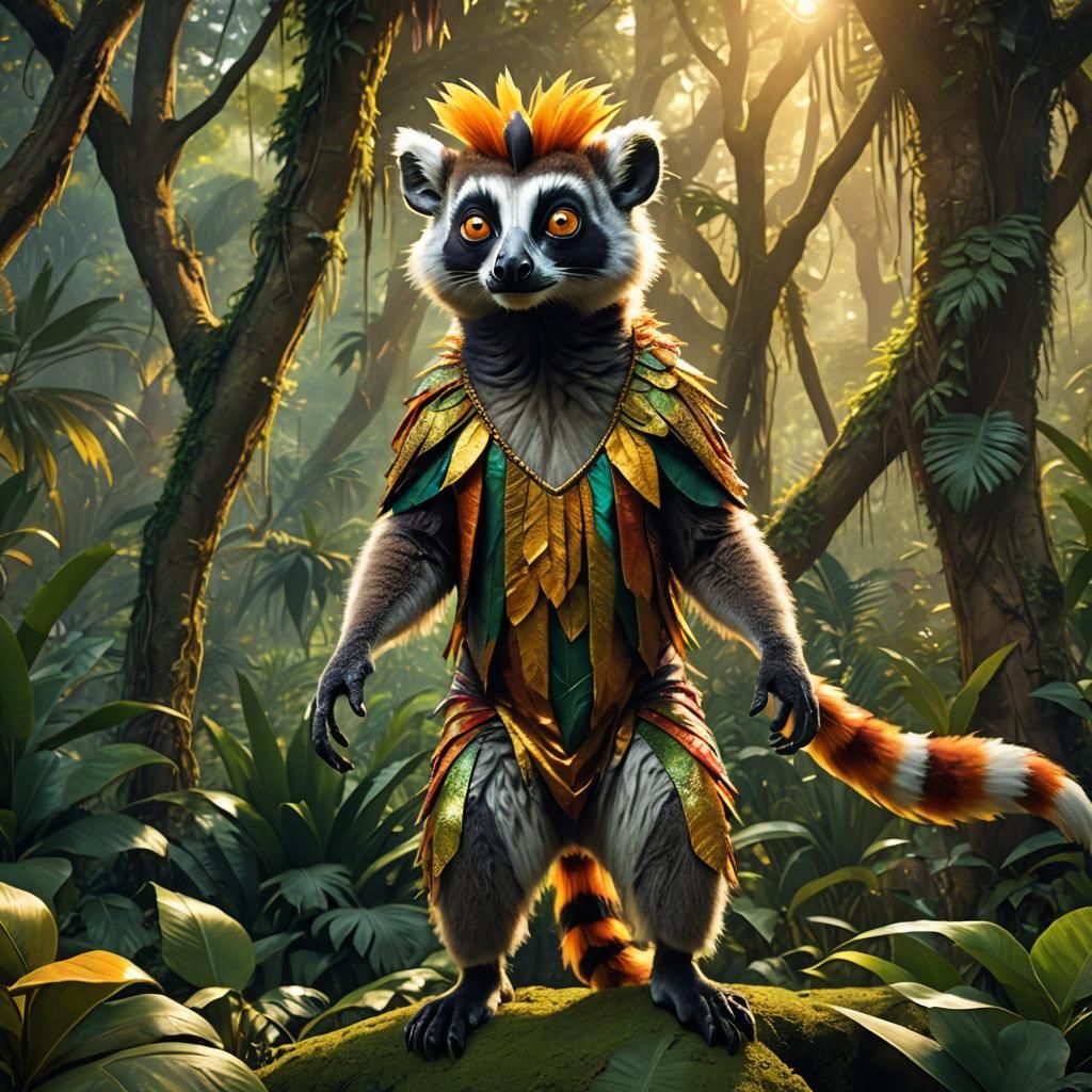 King Julian in Lush Jungle, Digital Matte Painting