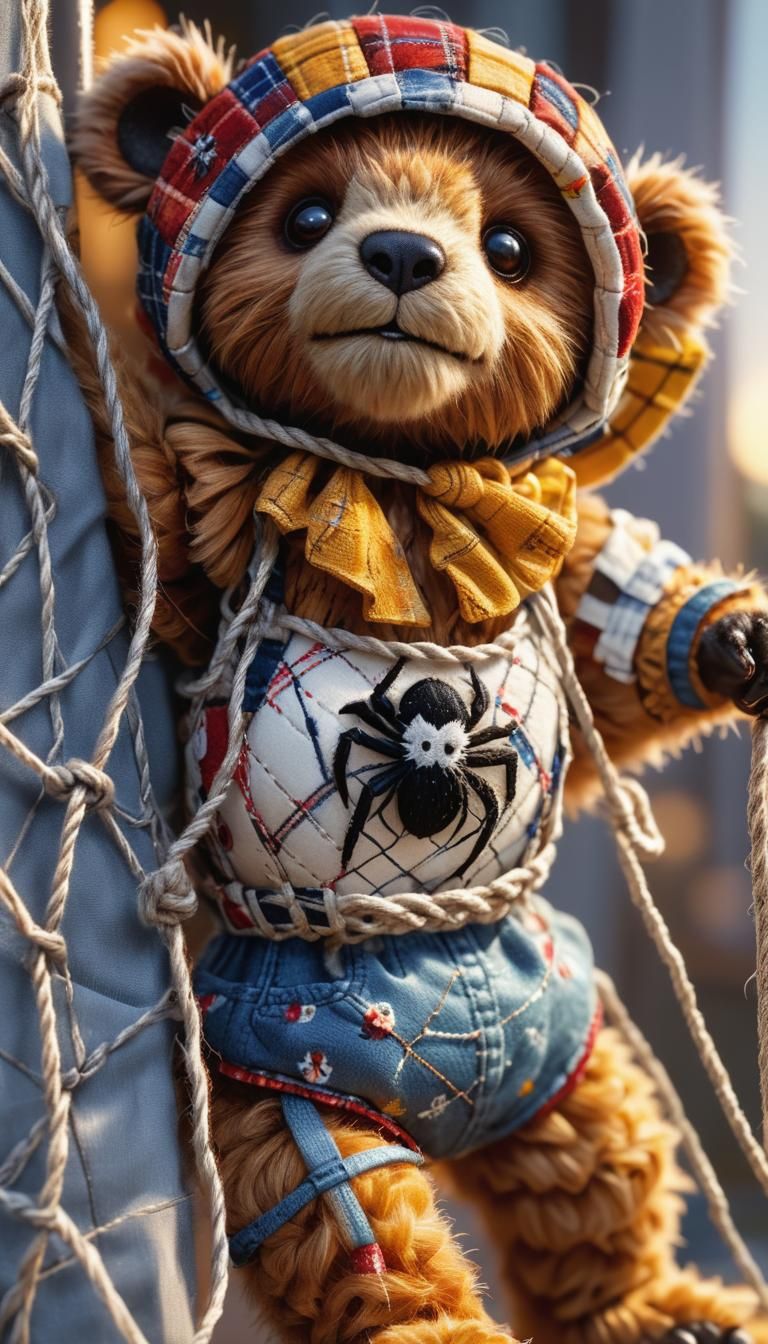 Cute spider bear patchwork clothes, ,