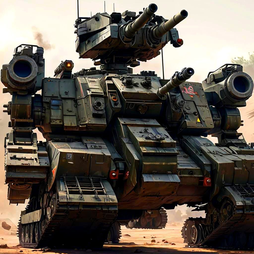 Anime Style Battle Tank with Dual Cannons