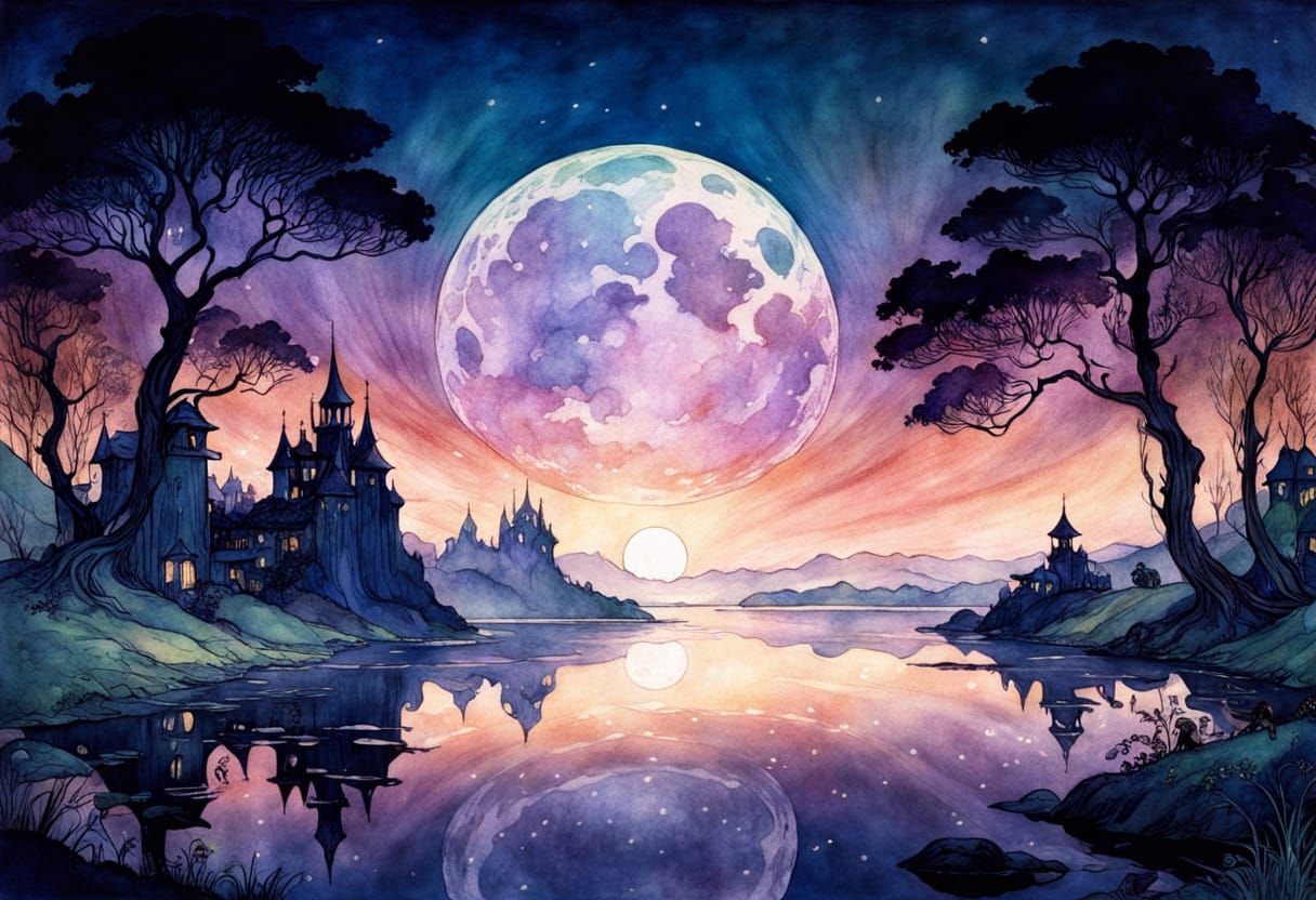 Shimmering Otherworld Fairytale in Art Nouveau Style