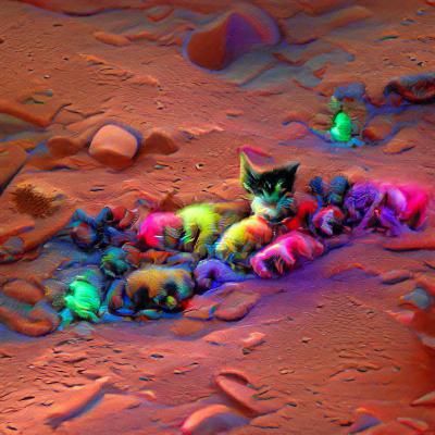 Neon Kittens Explore Mars in 3D