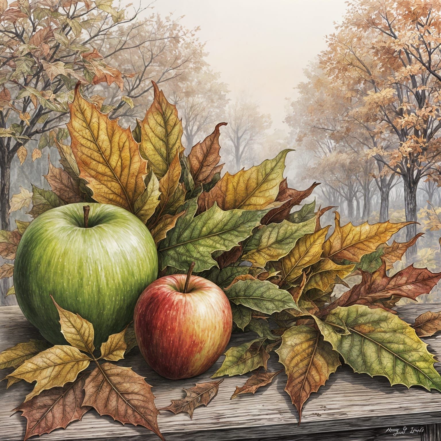 Autumn Still Life with Tobacco and Apple