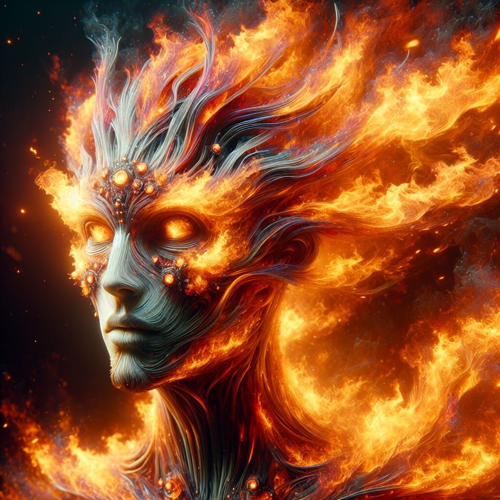 Stunning Fire Elemental Humanoid in Octane Render