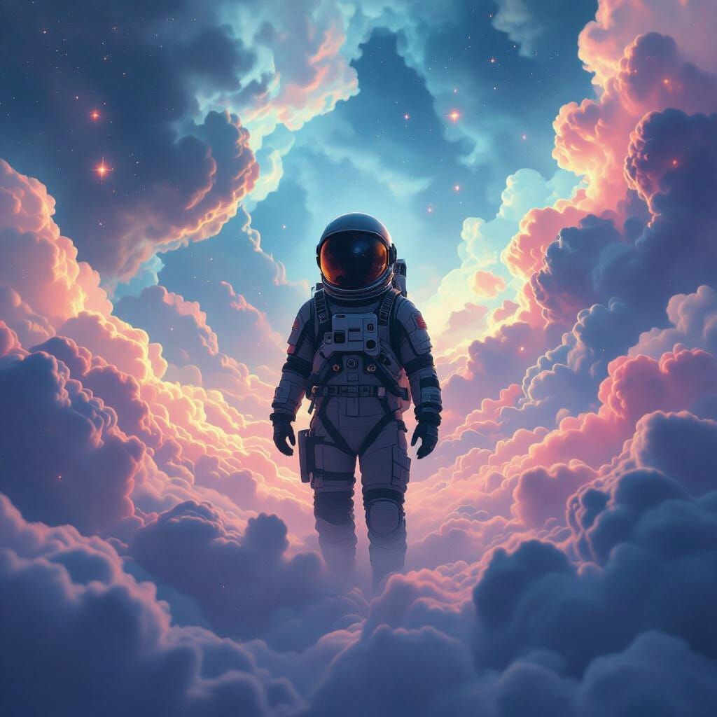 Astronaut in Cosmic Dreamscape: A Digital Art Piece