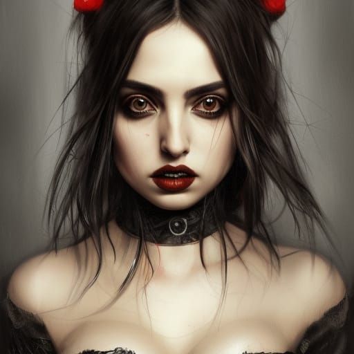 Gothic Queen Portrait in a Dungeon, Detailed Digital Art