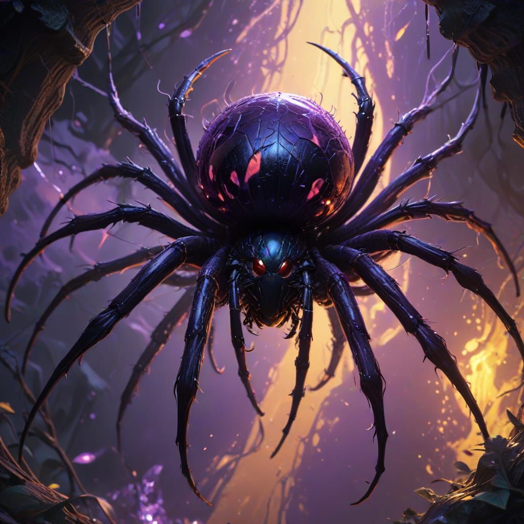 Ethereal Dark Fantasy Black Widow Spider
