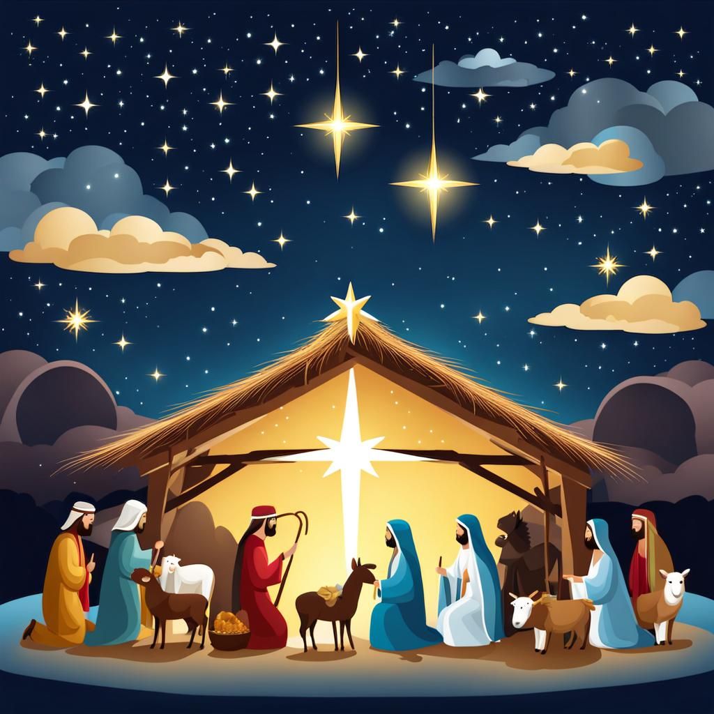 Nativity Scene with Sky Background