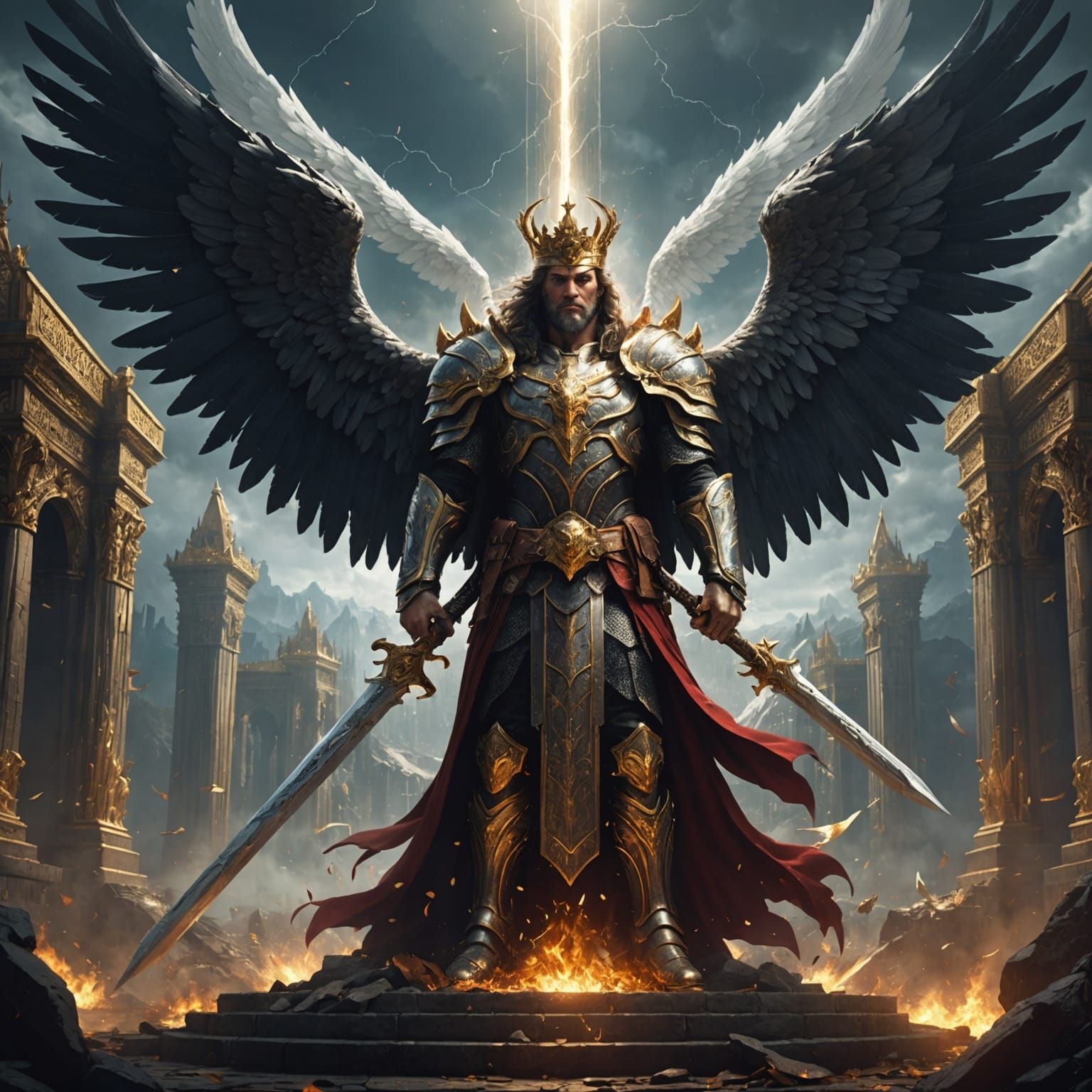 Angelic King in Detailed Matte Painting