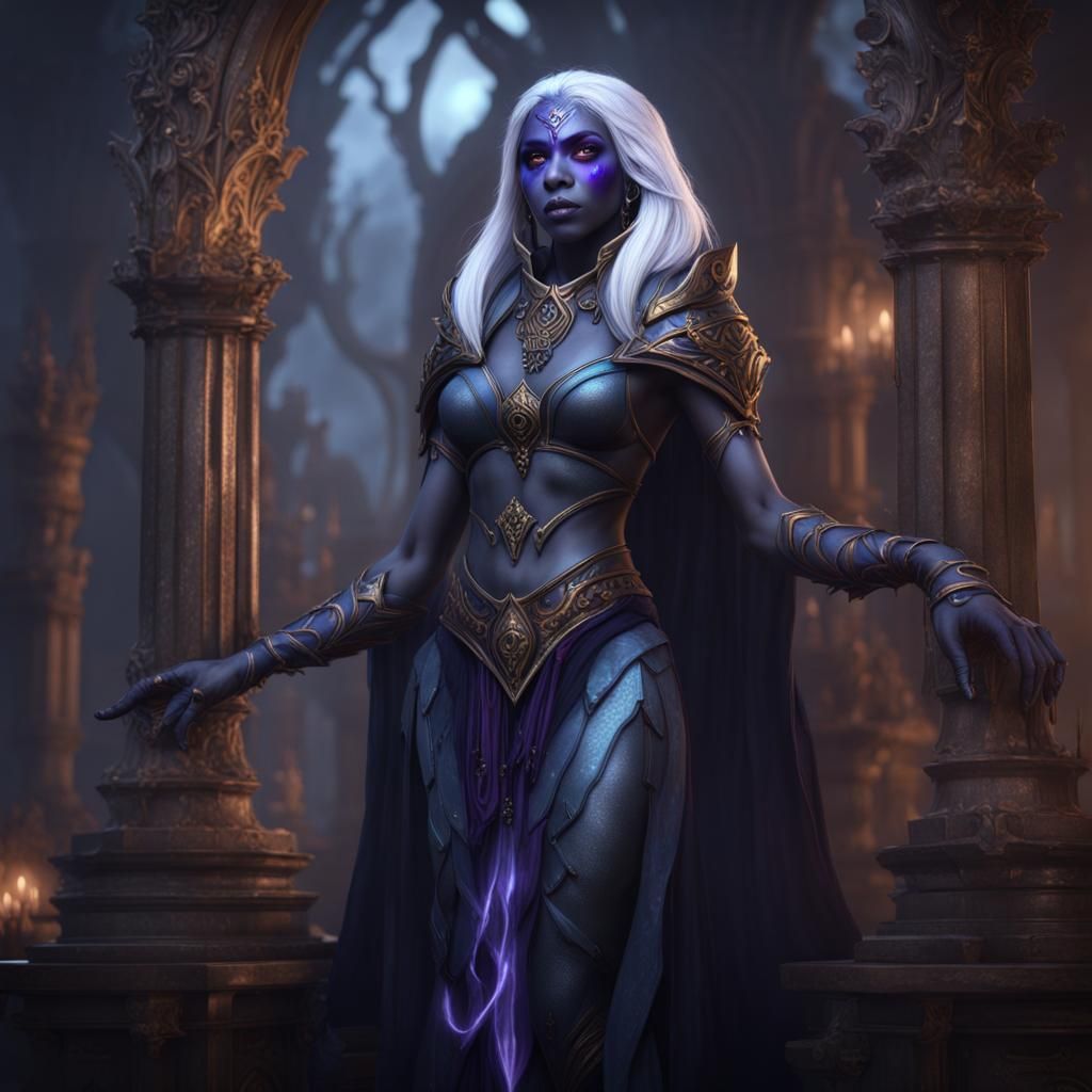 Drow Priestess of Eilistraee: Detailed Fantasy Art