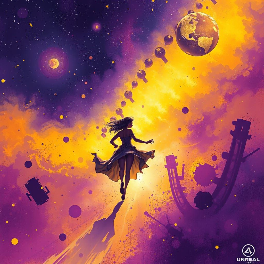 Galactic Runaway in Dark Fantasy Style