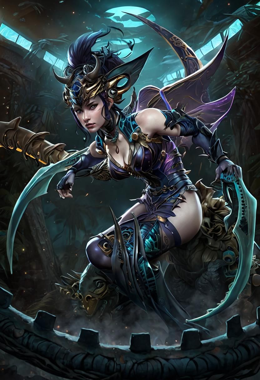 Dreamlike Mixed Media Illustration of a Chimera Woman