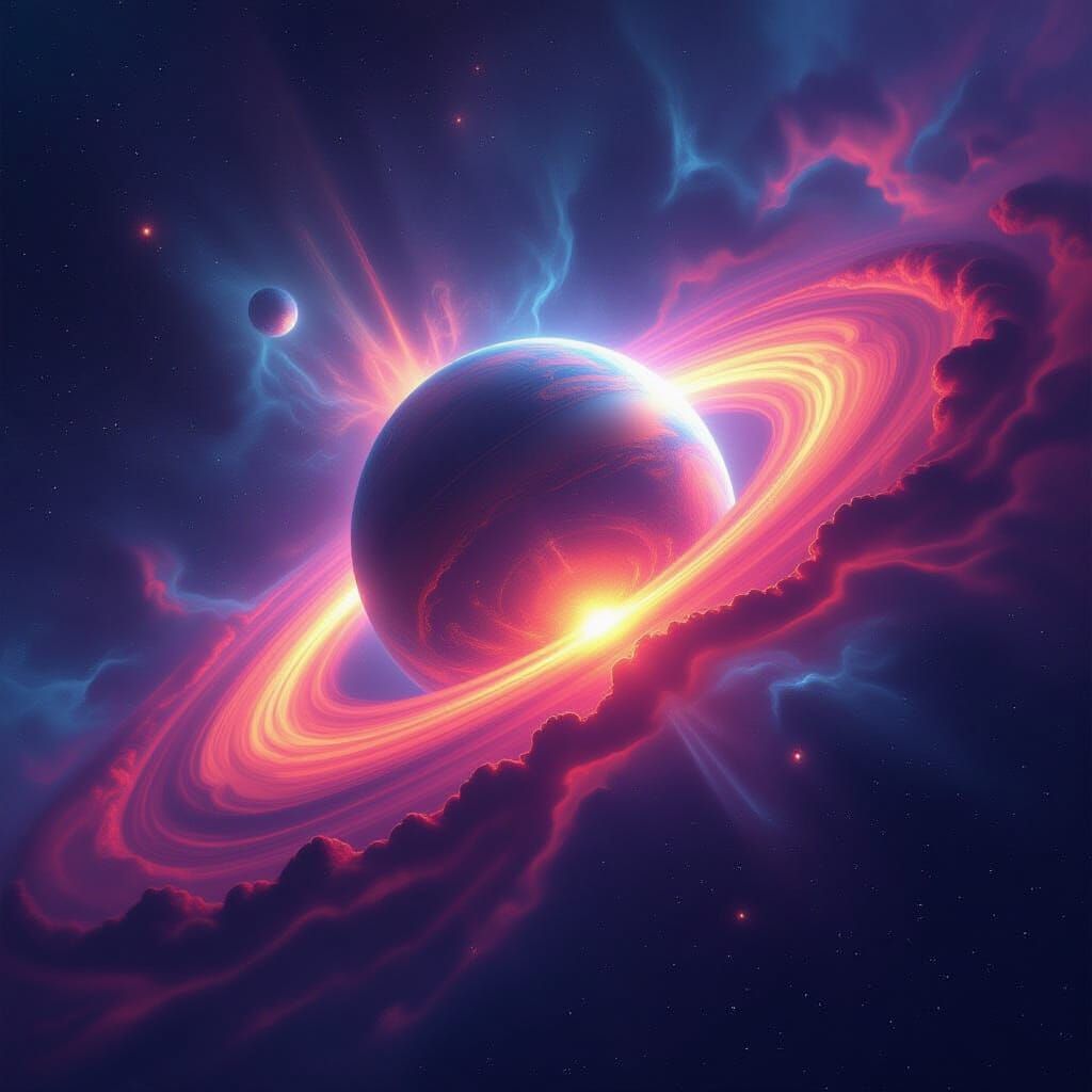 Glowing Magnetosphere Surrounds Planet in Digital Matte Pain...