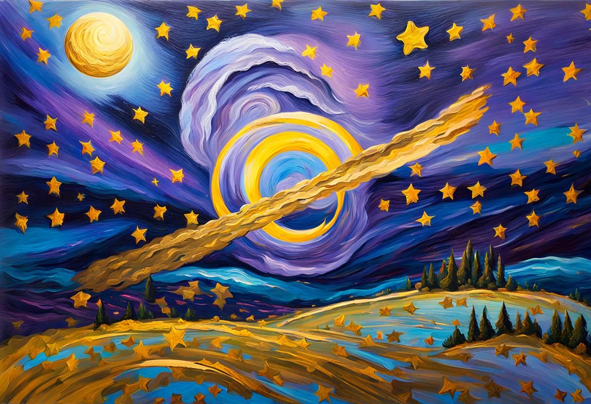 Whirling Galaxy in Impressionist Style