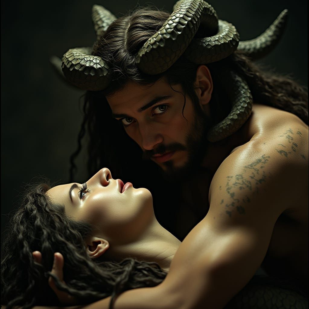 Medusa's Haunting Portrait in Cinematic Style