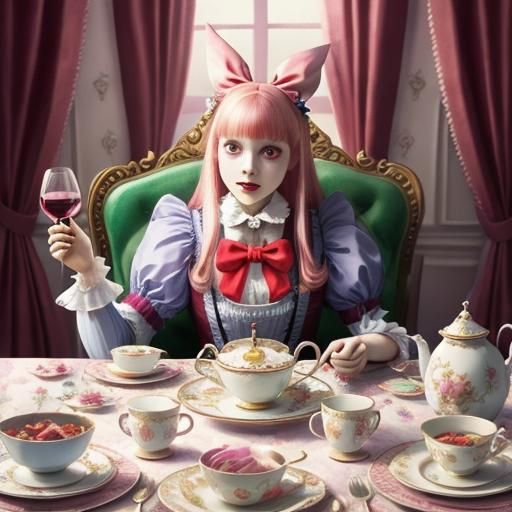 Alice in Wonderland Vampire in Candy Art Style