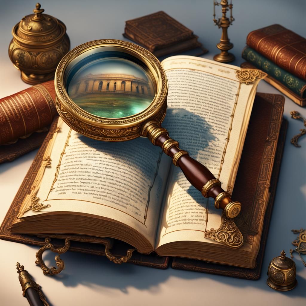Magnifying Glass on Book: Detailed Matte Painting