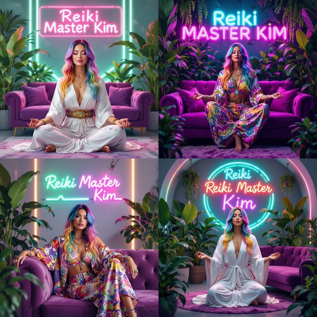 Reiki Master in Futuristic Studio: Digital Hyperrealism