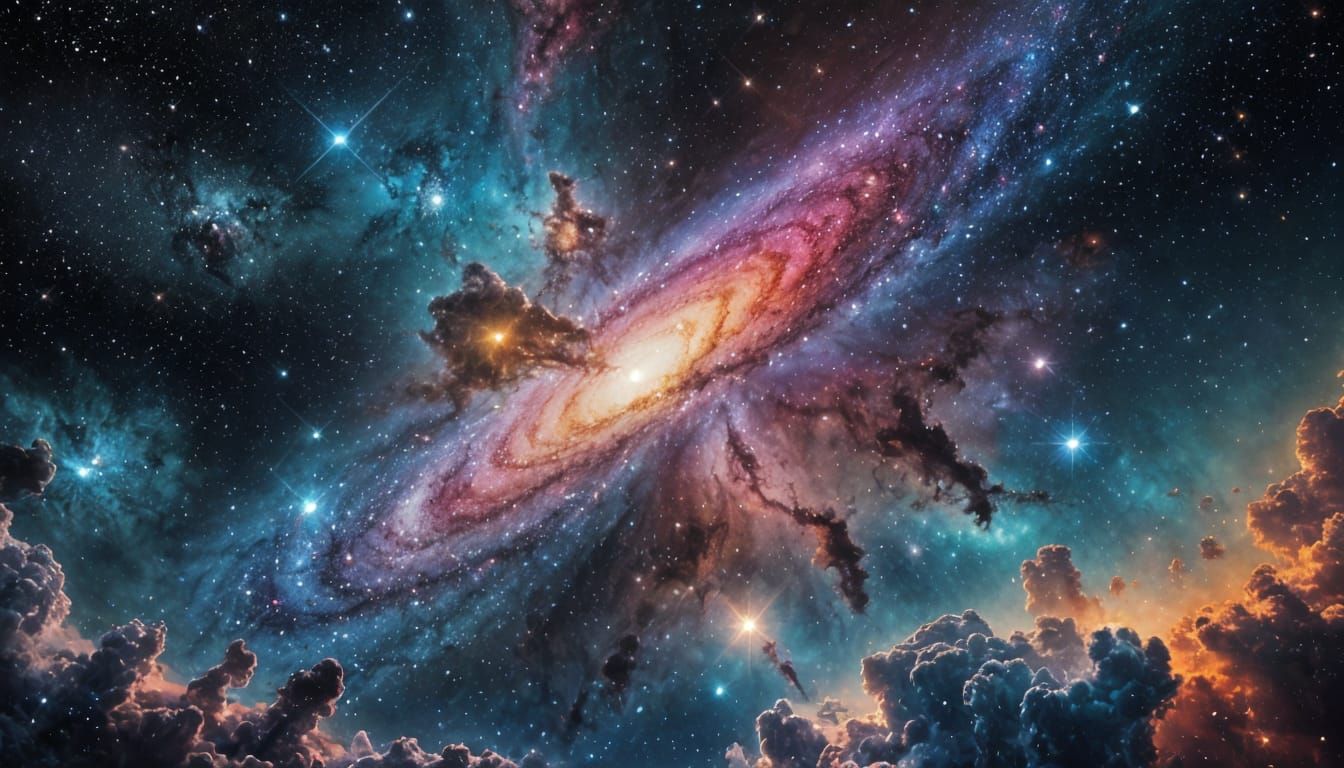 Cosmic Watercolor Galaxy in Vibrant Colors