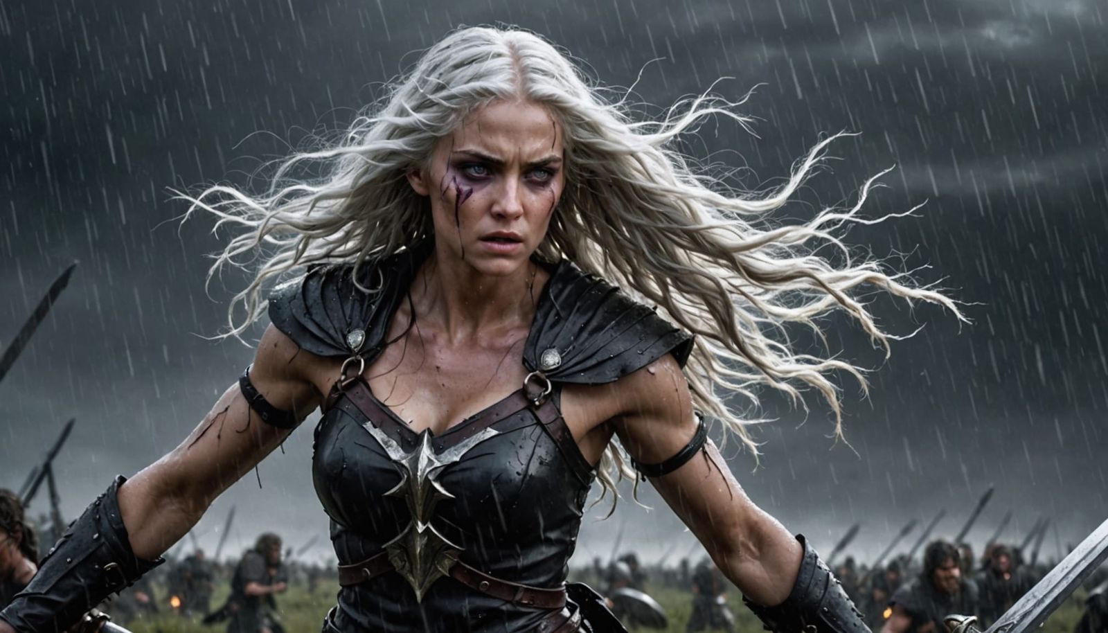 Hyperrealistic Nephilim Warrior in a Burning Battlefield