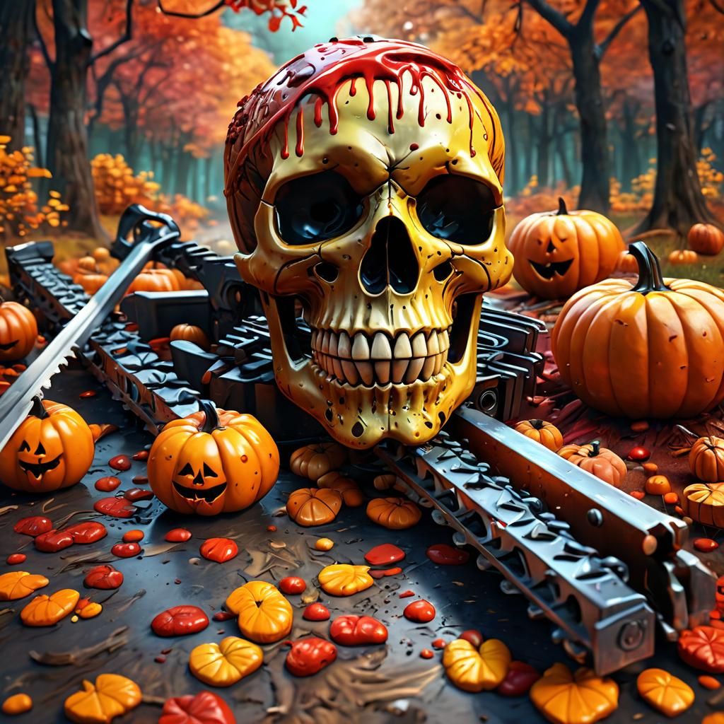 Halloween Horror Scene in Candy Art Style