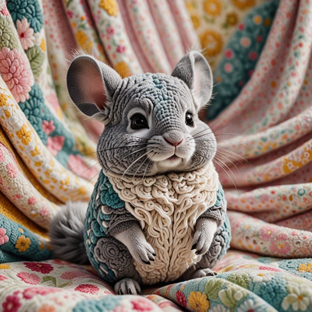 Ultra-Realistic Close-Up of Chinchilla Stuffed Animal