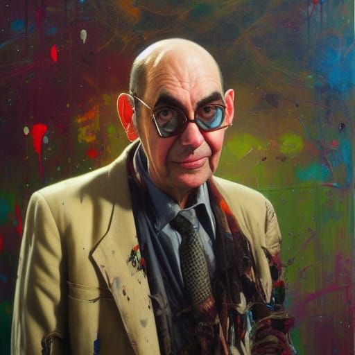 Mr. Bean as Hunter S. Thompson, Oil Painting