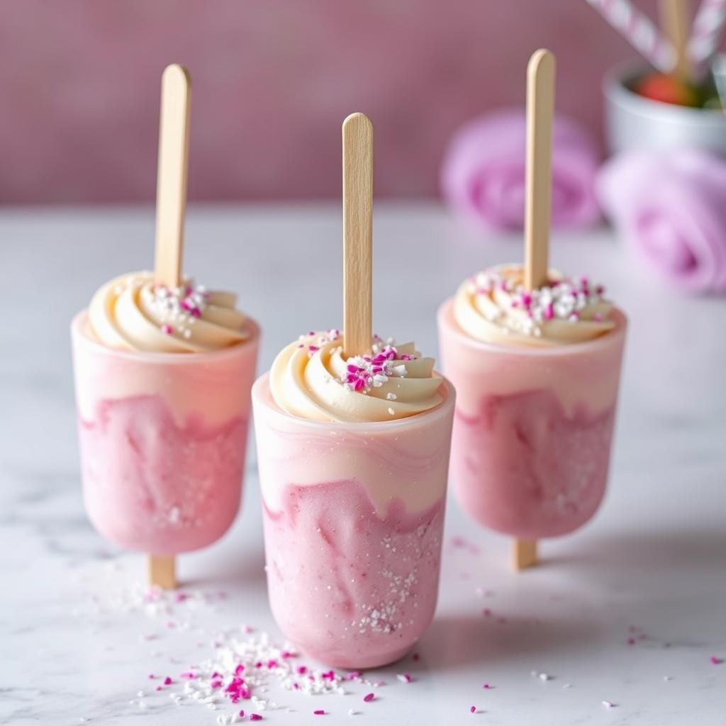 Elegant Glitter Ice Cream Push Pops with Boba