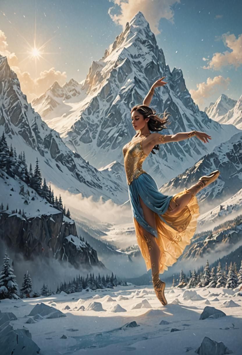 Stunning Snow-Capped Winter Queen in a Fantastical Mountain....