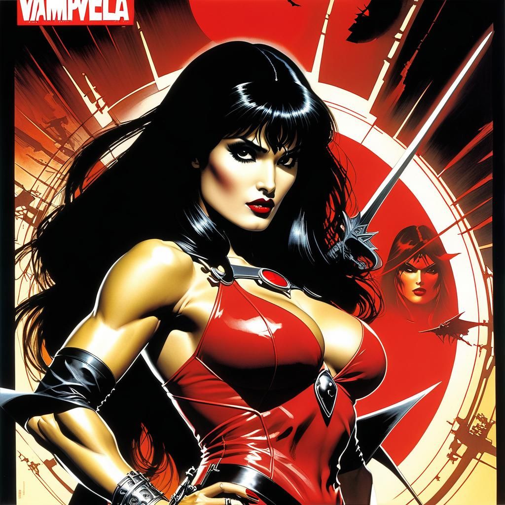Vampirella Comic Book Cover Art in Bisley Style