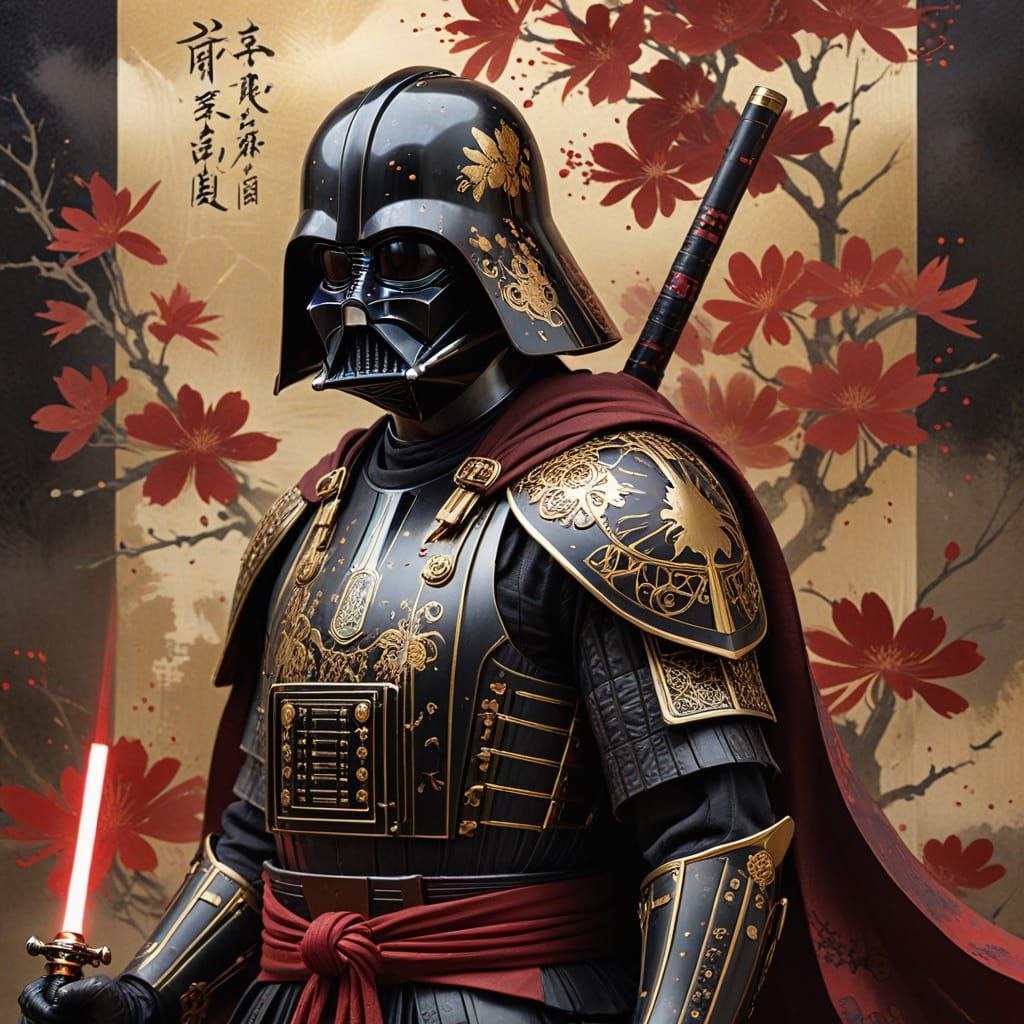 Darth Vader as Sumi-e Samurai Portrait