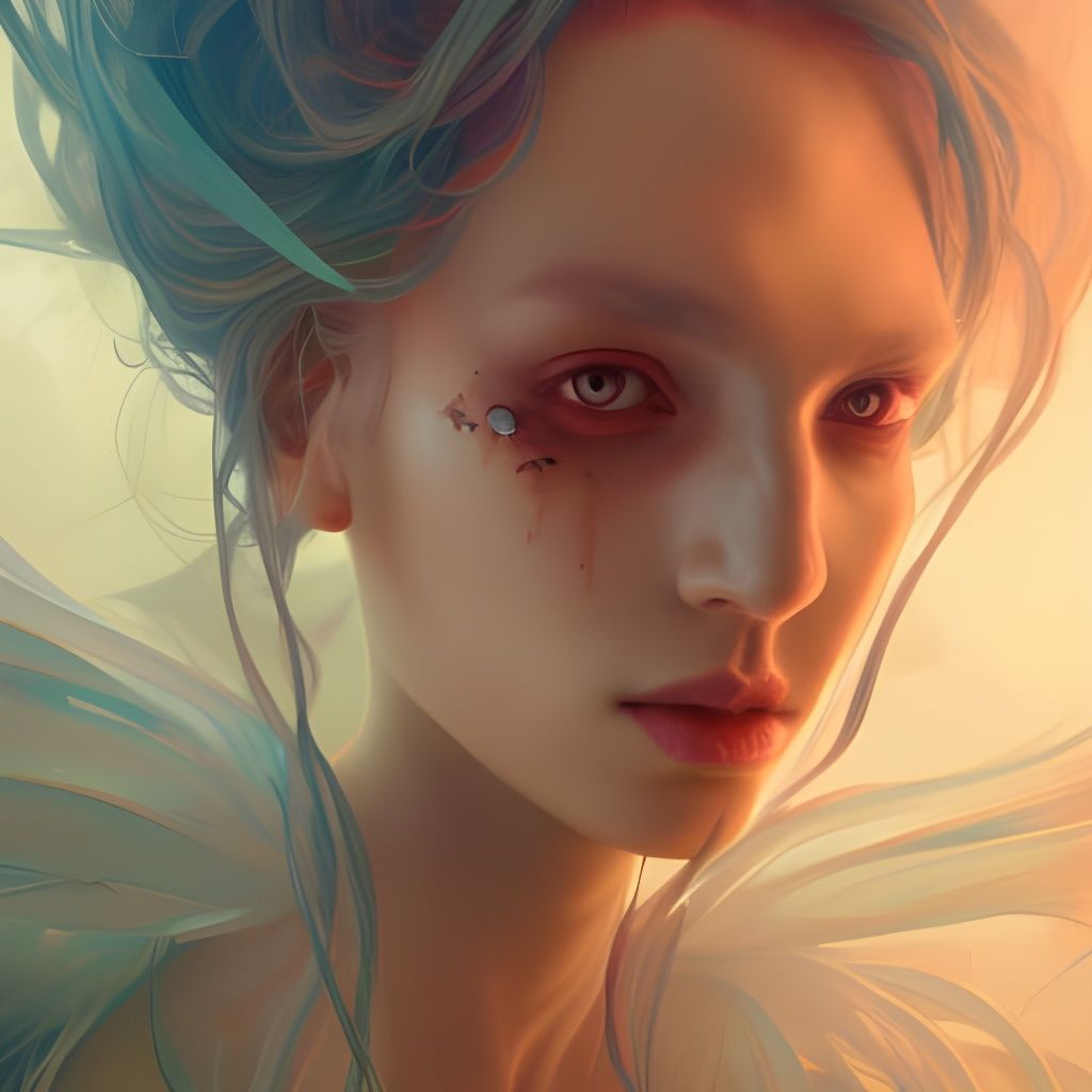 Detailed Monster Fairy Portrait in Art Nouveau Style